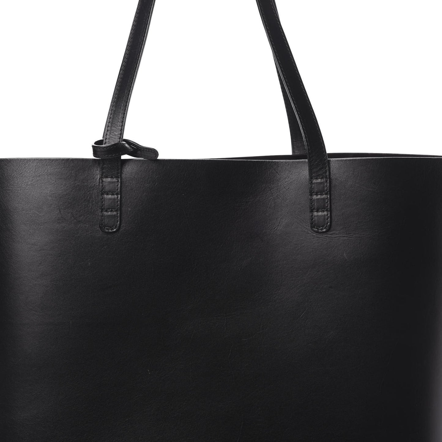 Smooth Calfskin Large Shopping Tote Black Argento