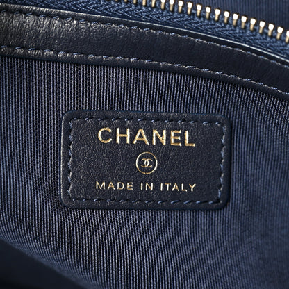 Chanel Caviar Quilted Medium Boy Cosmetic Case Navy 6 of 8
