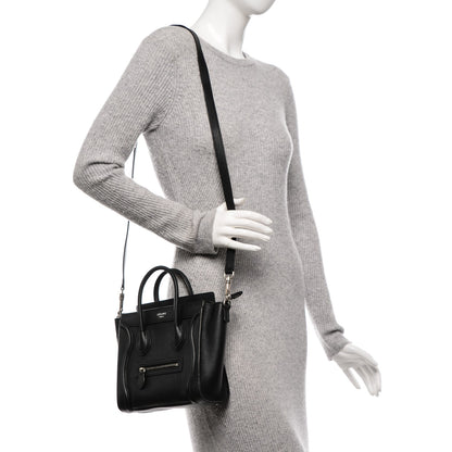 Celine Drummed Calfskin Nano Luggage Black 2 of 6
