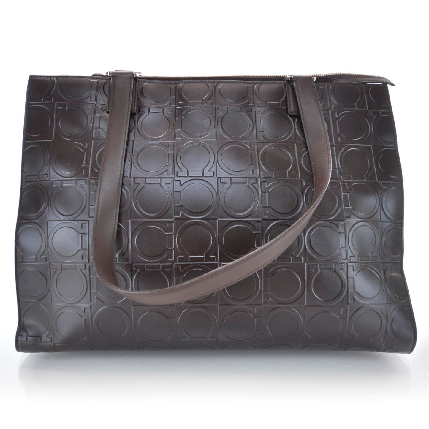 SALVATOREFERRAGAMOGanciniEmbossedSatchelBrown