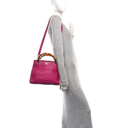 Gucci Calfskin Small Bamboo Shopper Tote Bright Bougainvillea 2 of 10
