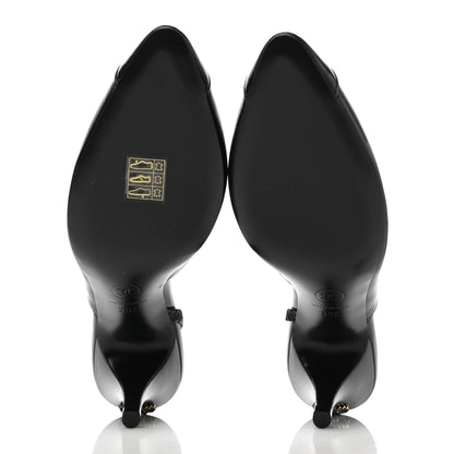 Chanel Lambskin Slingback CC Cap Toe Pumps 38 Black 5 of 9