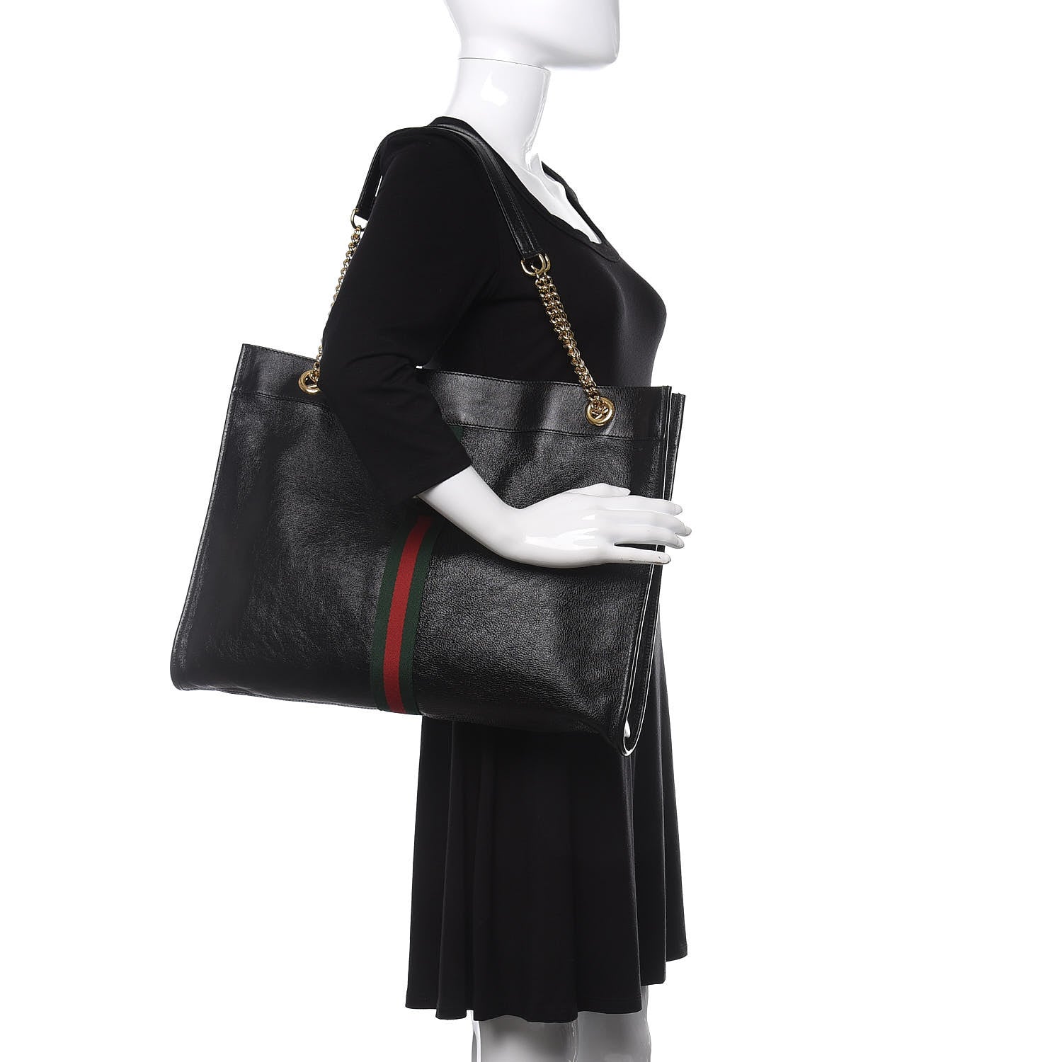 Gucci Calfskin Large Rajah Chain Tote Black 2 of 10