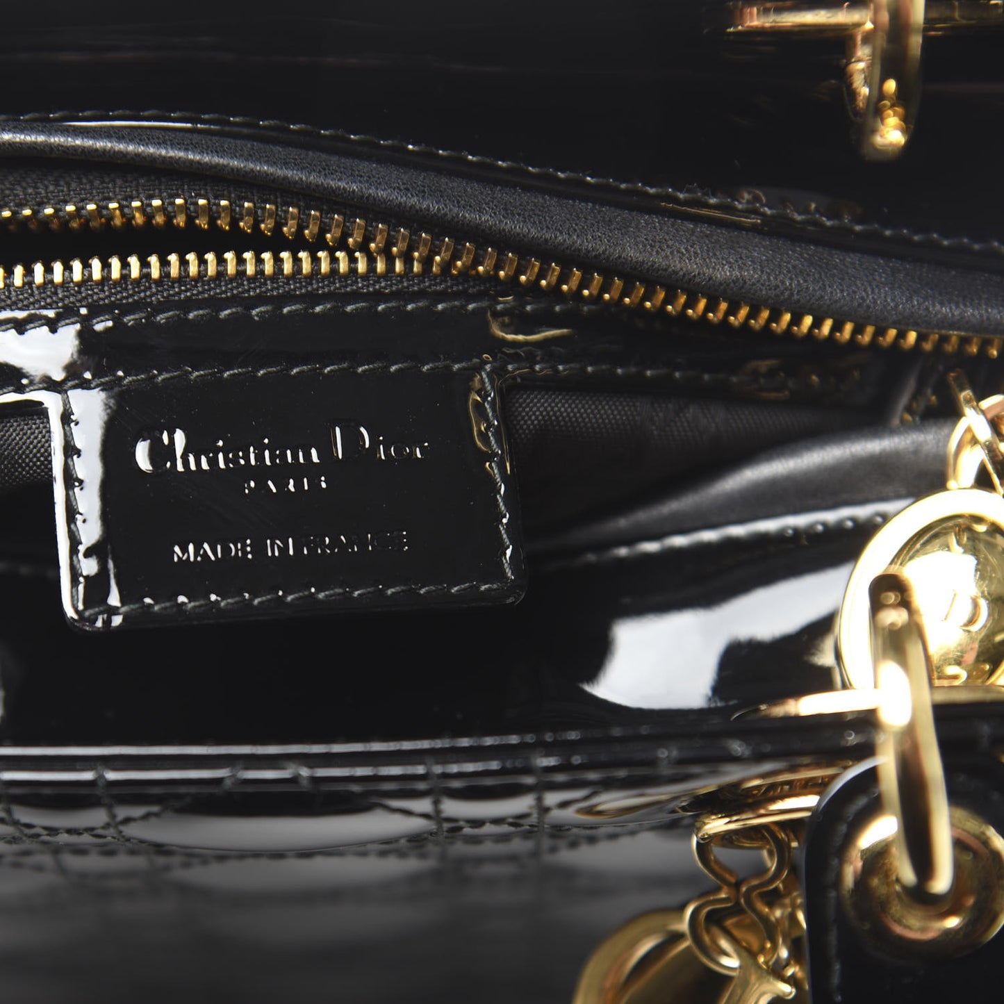 Patent Cannage Medium Lady Dior Black