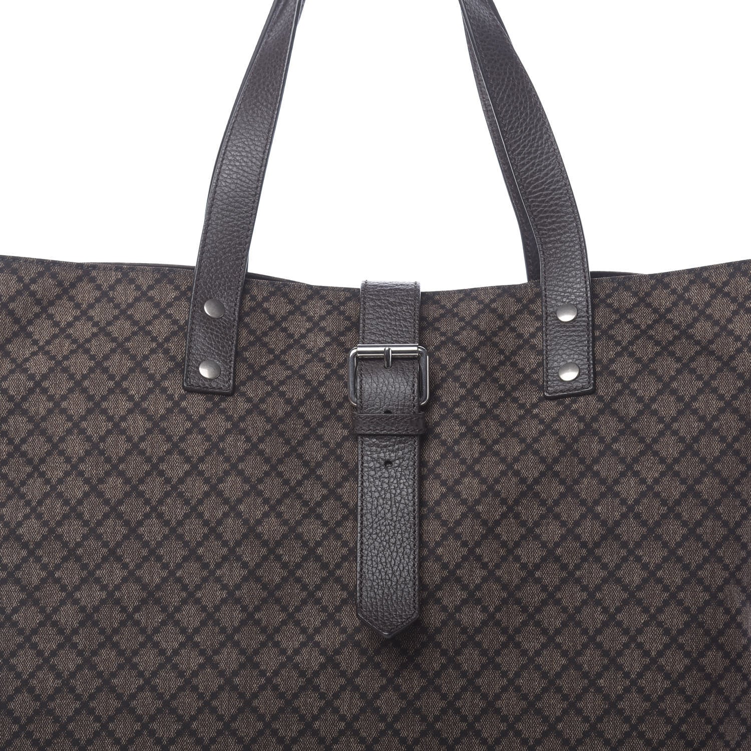 Gucci Nylon Diamante Web Buckle Tote Brown 10 of 10