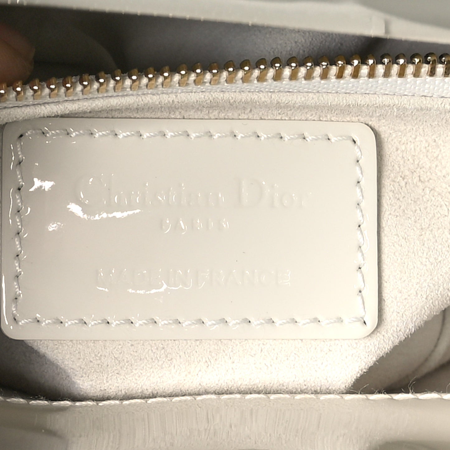 Patent Cannage Mini Lady Dior Latte