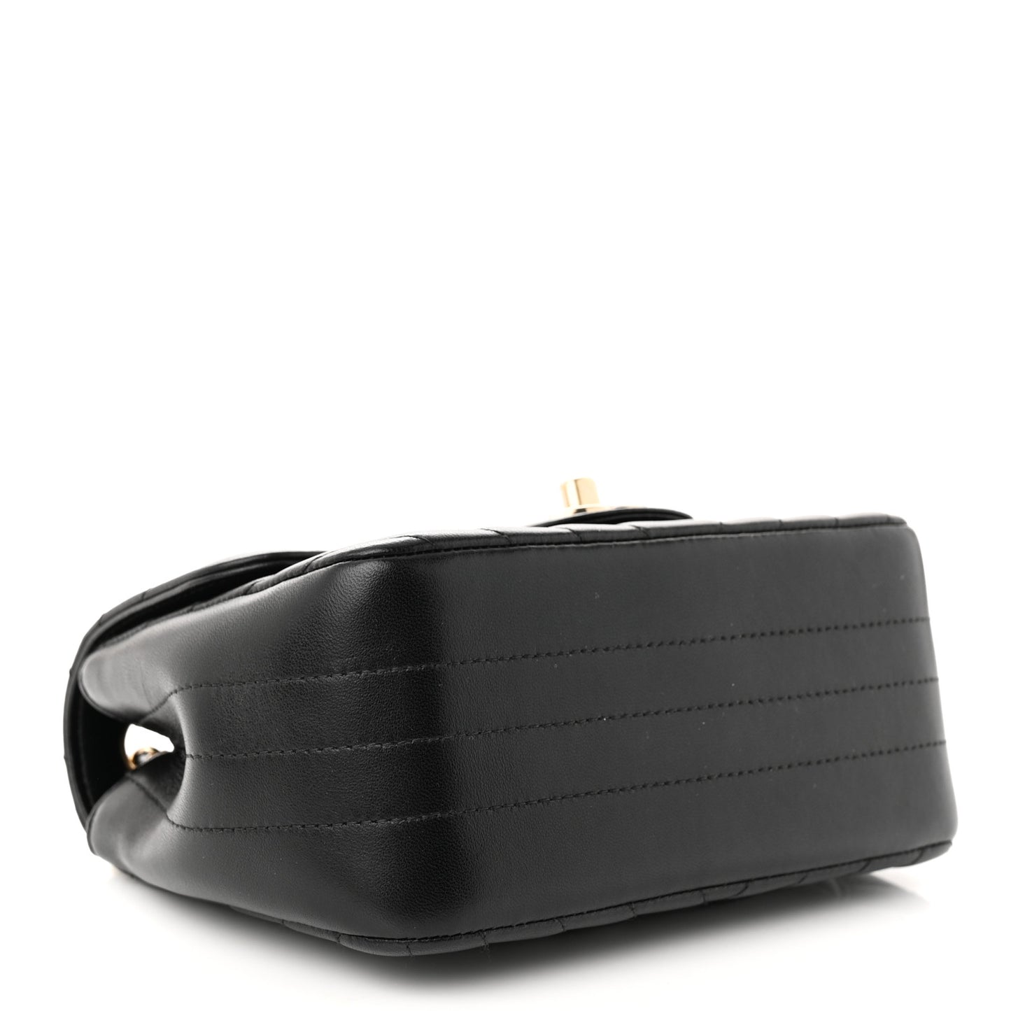 Lambskin Chevron Quilted Mini Square Flap Black