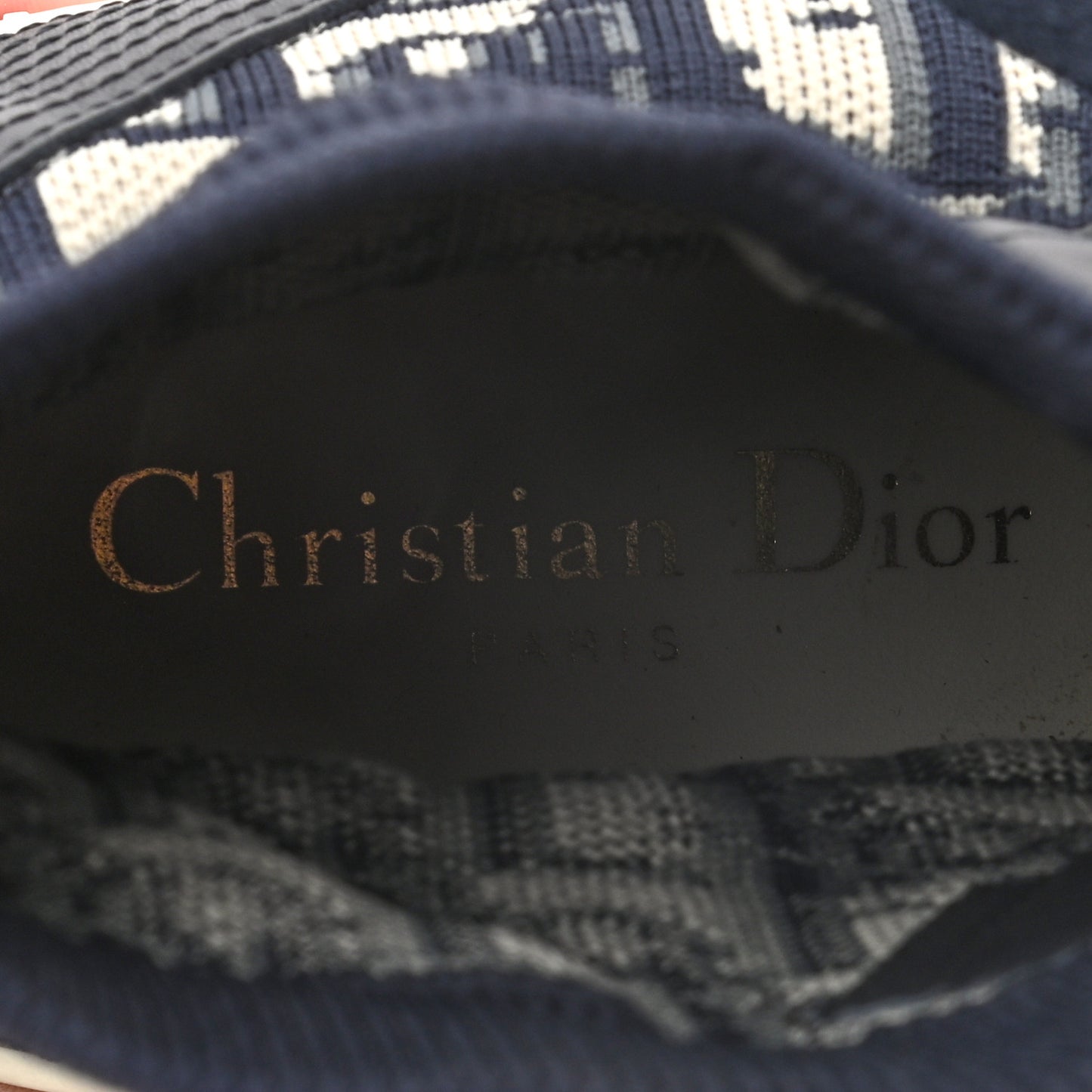 Technical Knit Calfskin Oblique Womens Walk'n Dior High Top Sneakers 36.5 Deep Blue