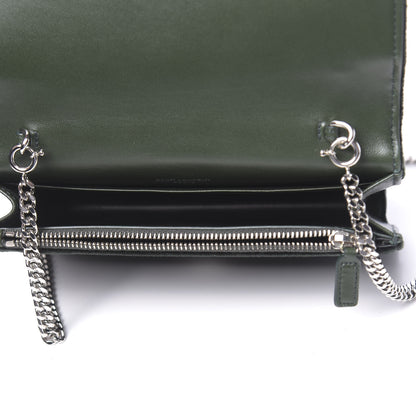 Saint Laurent Velvet Crystal Monogram Kate Tassel Chain Wallet Green 5 of 11