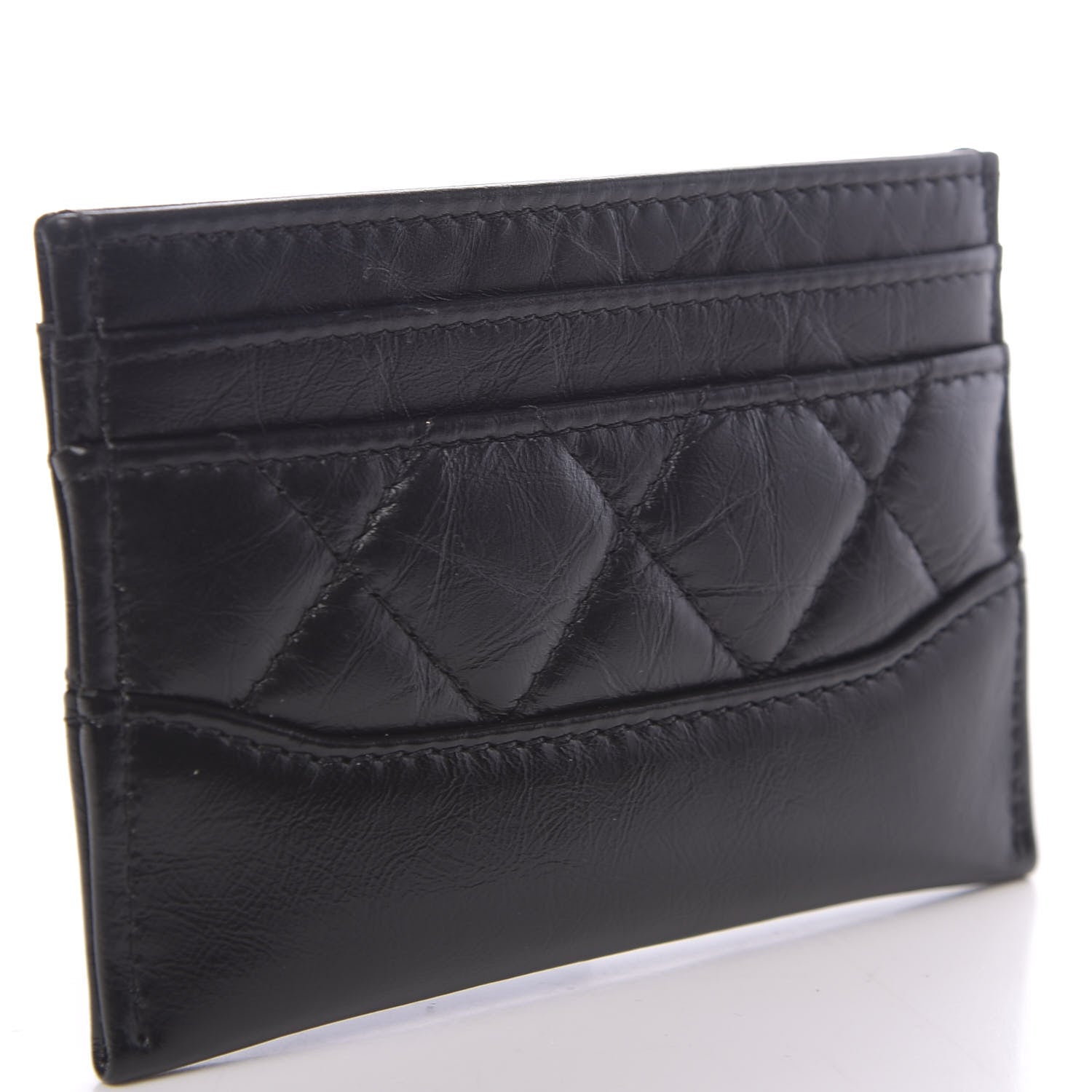 Chanel Aged Calfskin Quilted Gabrielle Card Holder Black 3 of 9