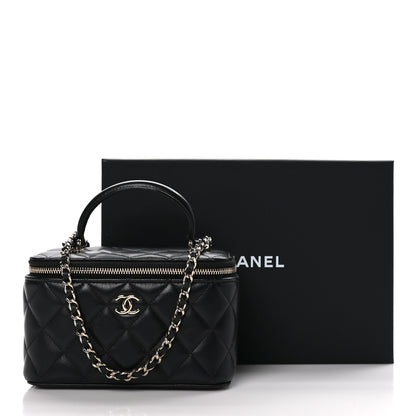 Chanel Lambskin Quilted Small Top Handle Vanity Case With Chain Black 13 of 13
