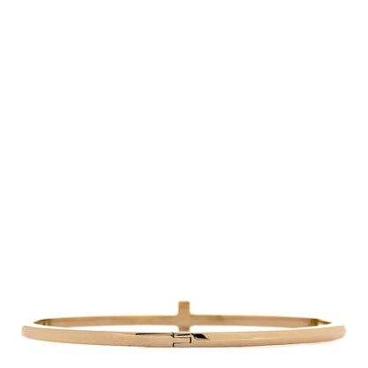Tiffany 18K Rose Gold Narrow T T1 Hinged Bangle Bracelet 3 of 5
