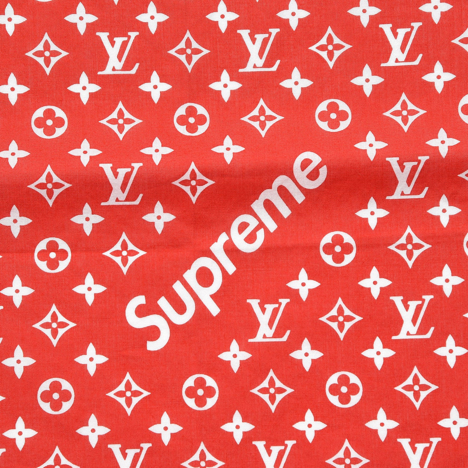 Louis Vuitton X SUPREME Cotton Monogram Bandana Scarf Red 4 of 4