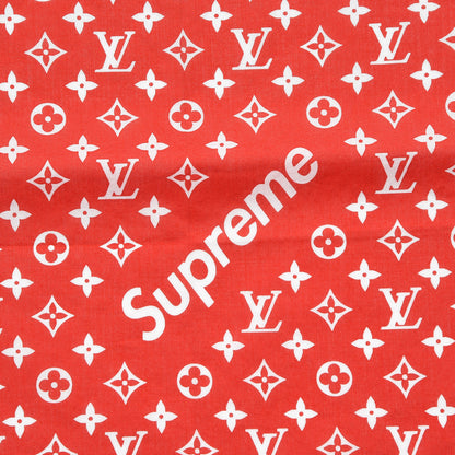 Louis Vuitton X SUPREME Cotton Monogram Bandana Scarf Red 4 of 4