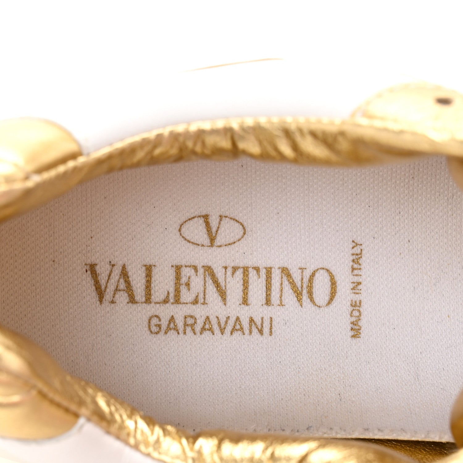 Valentino Garavani Calfskin Roman Stud Sneakers 37.5 White Gold 7 of 9
