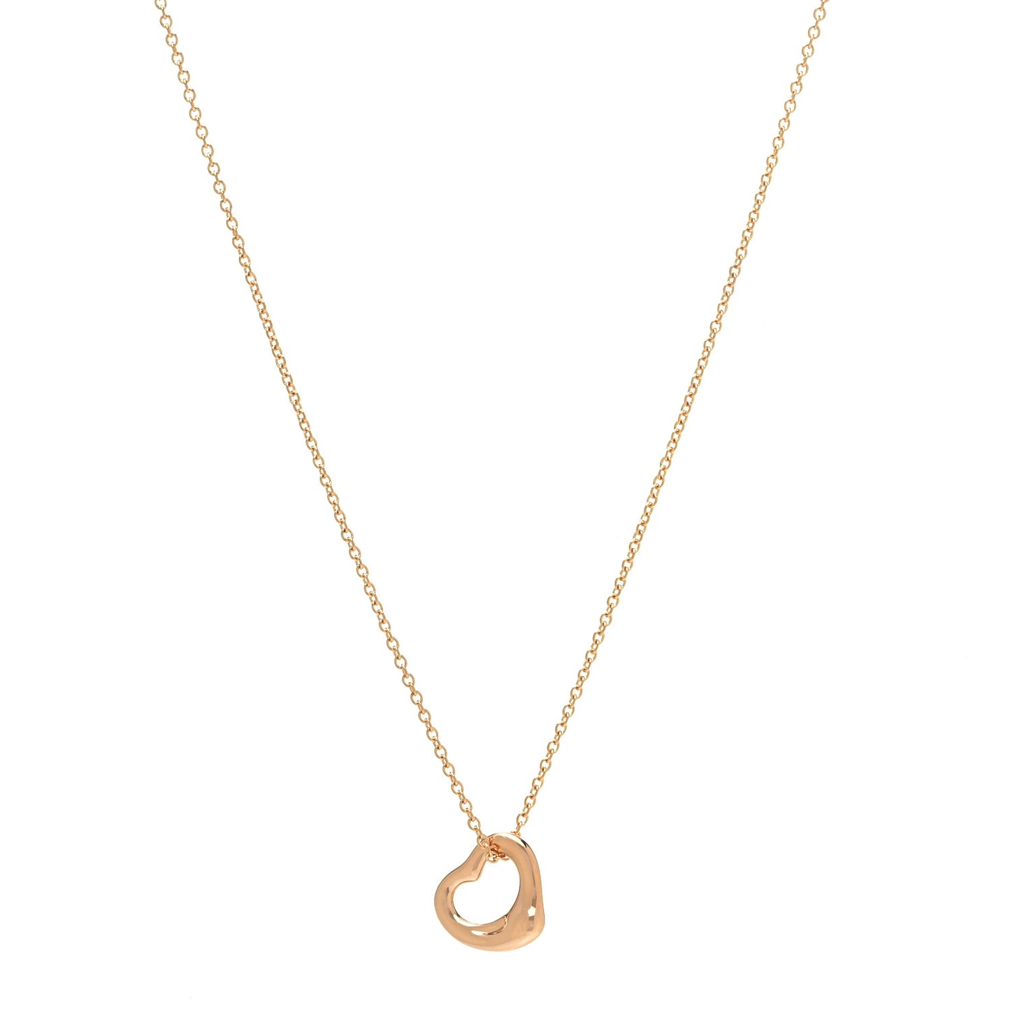 18K Rose Gold 11mm Elsa Peretti Open Heart Pendant Necklace