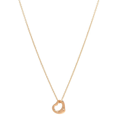 Tiffany 18K Rose Gold 11mm Elsa Peretti Open Heart Pendant Necklace 1 of 5