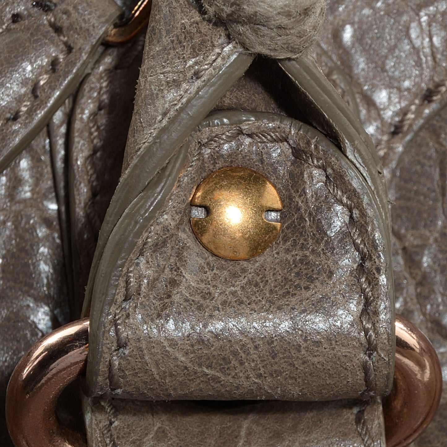 Agneau Giant 12 Rose Gold Hardware City Gris Poivre