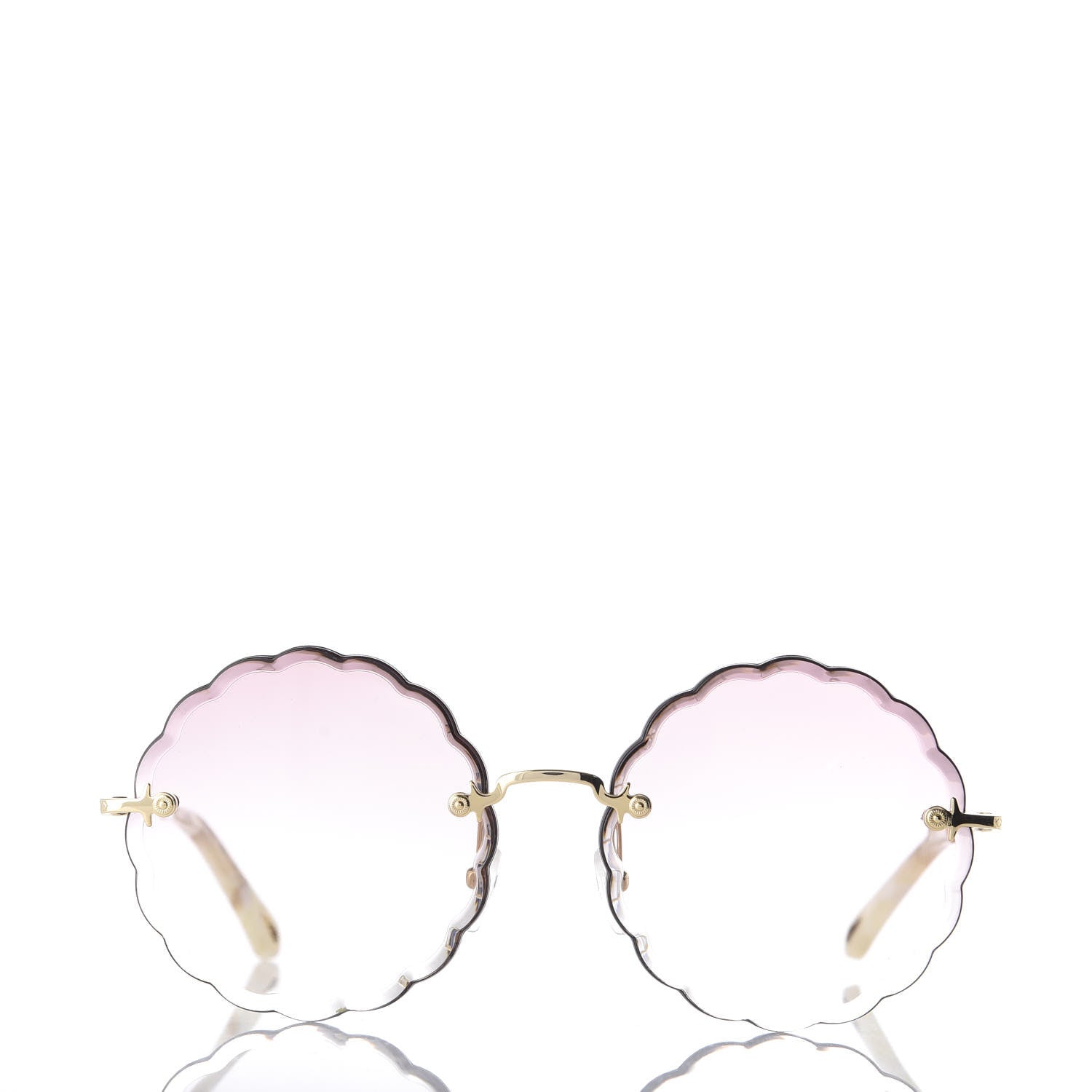 Chloe Rosie Bevelled Round Sunglasses CE142S Gold Gradient Coral 2 of 7