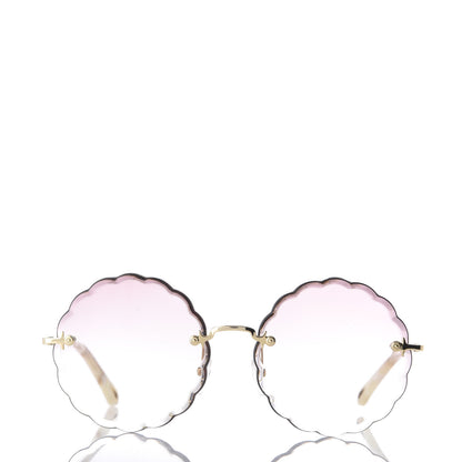 Chloe Rosie Bevelled Round Sunglasses CE142S Gold Gradient Coral 2 of 7