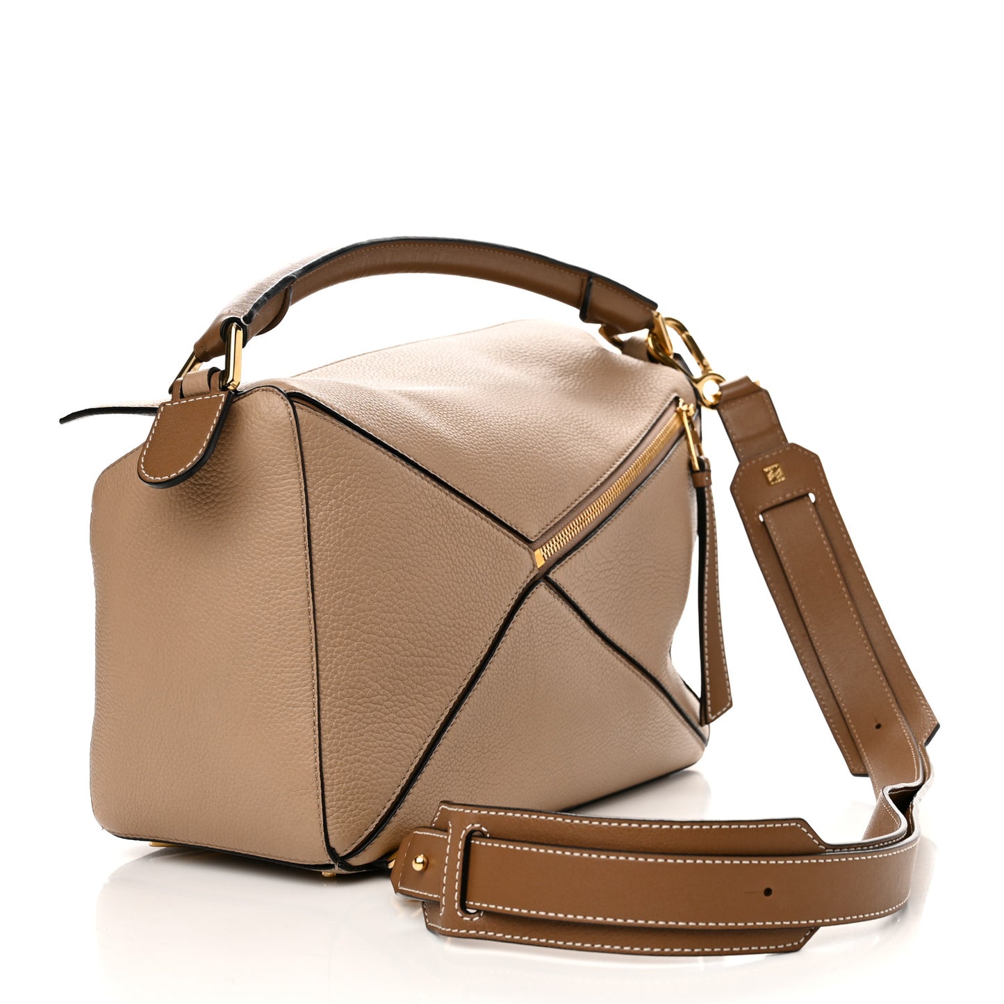 Calfskin Medium Puzzle Bag Sand Mink
