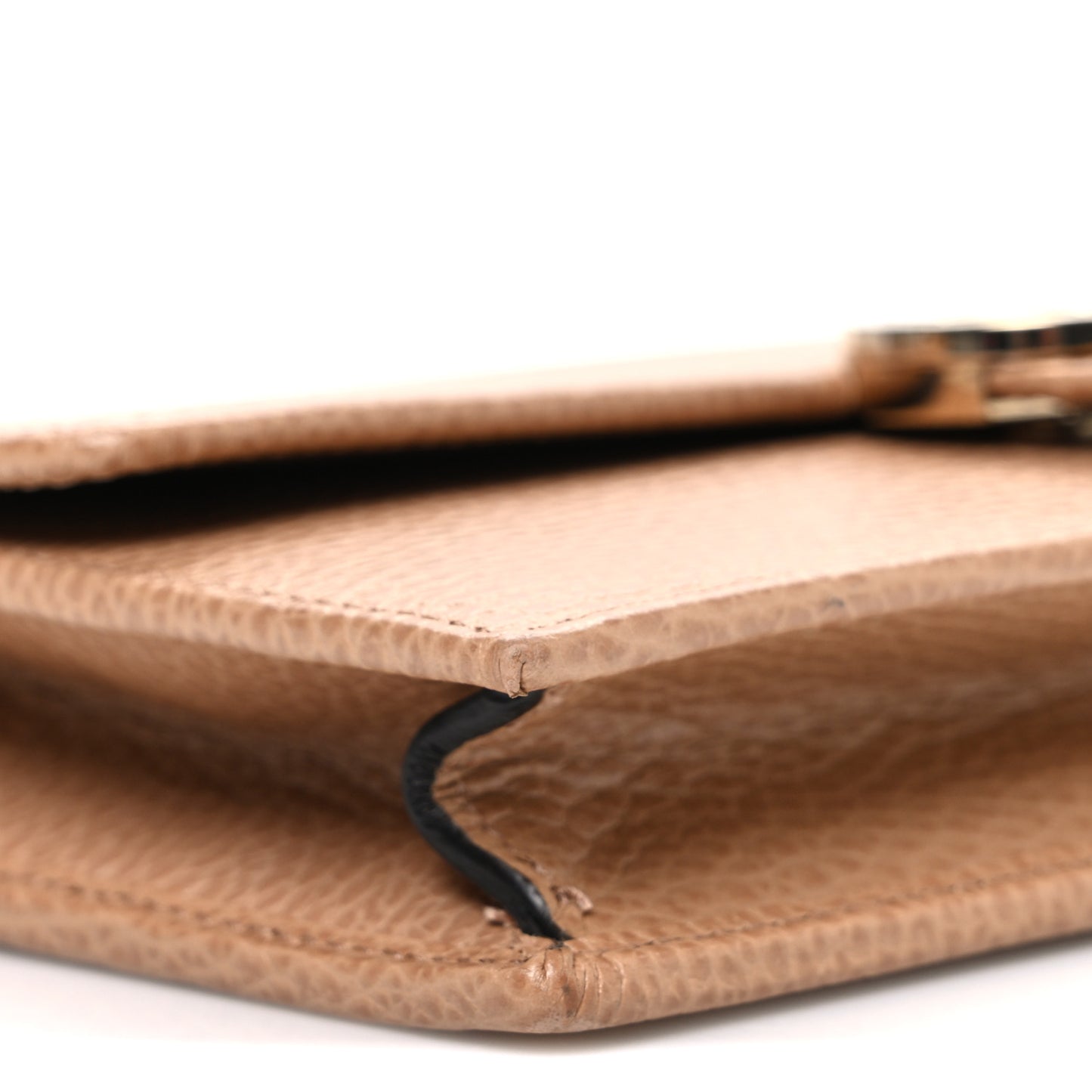 Dollar Calfskin Interlocking G Chain Wallet Camelia