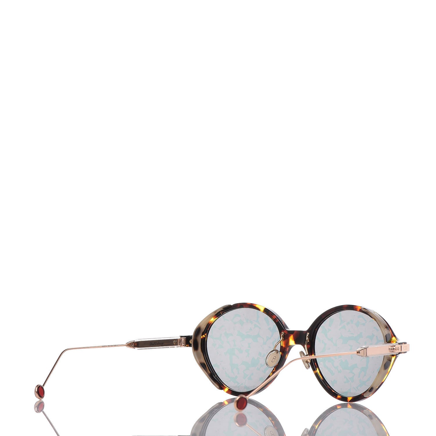 Christian Dior Acetate Leaf Print Umbrage Round Sunglasses Pink Foliage 4 of 9
