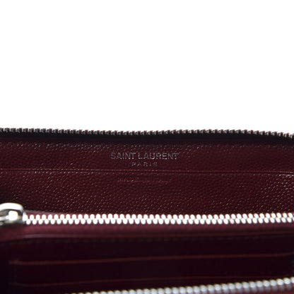 Saint Laurent Grain De Poudre Matelasse Chevron Monogram Zip Around Wallet Palissandre 7 of 8