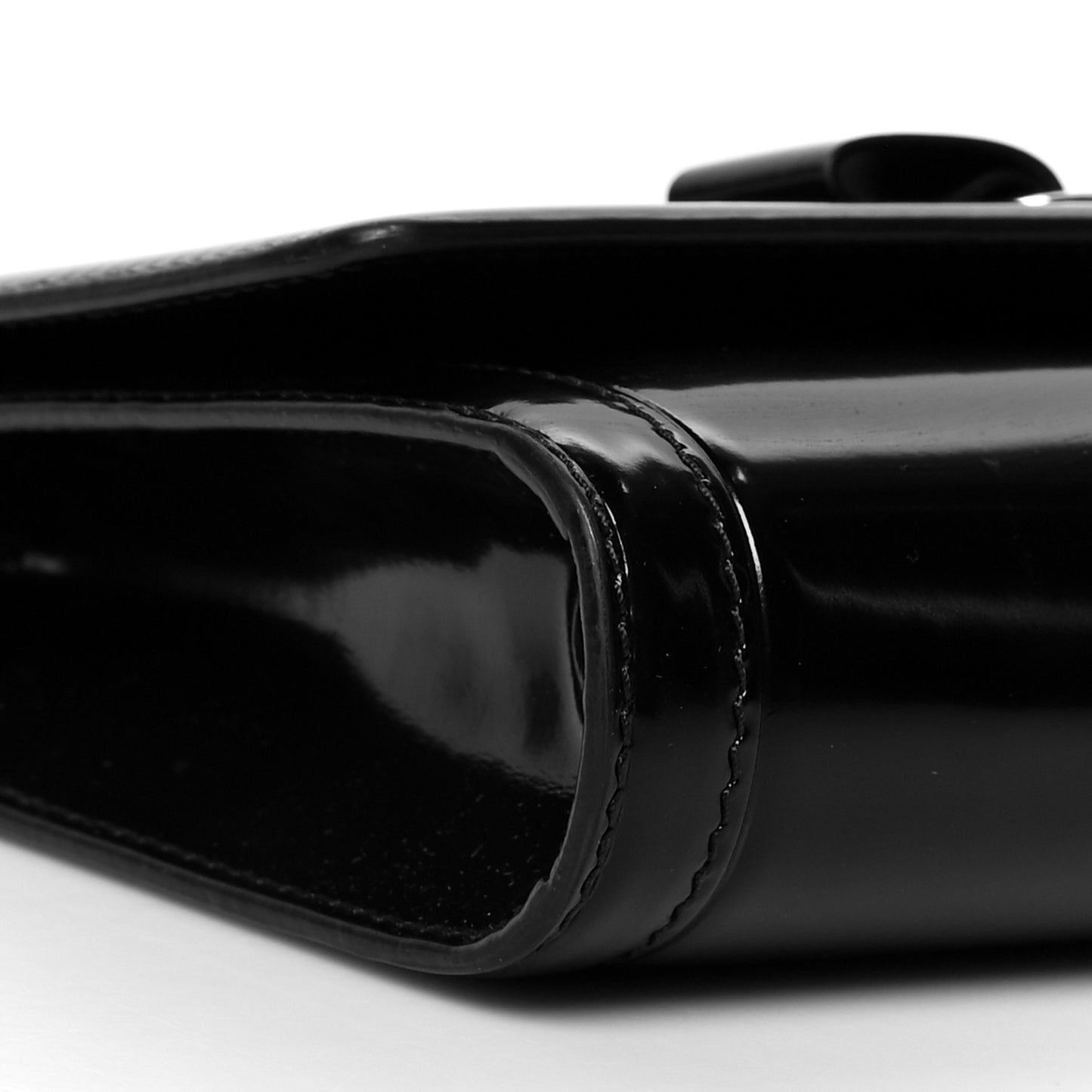 Patent Calfskin Vara Bow Chain Flap Crossbody Black