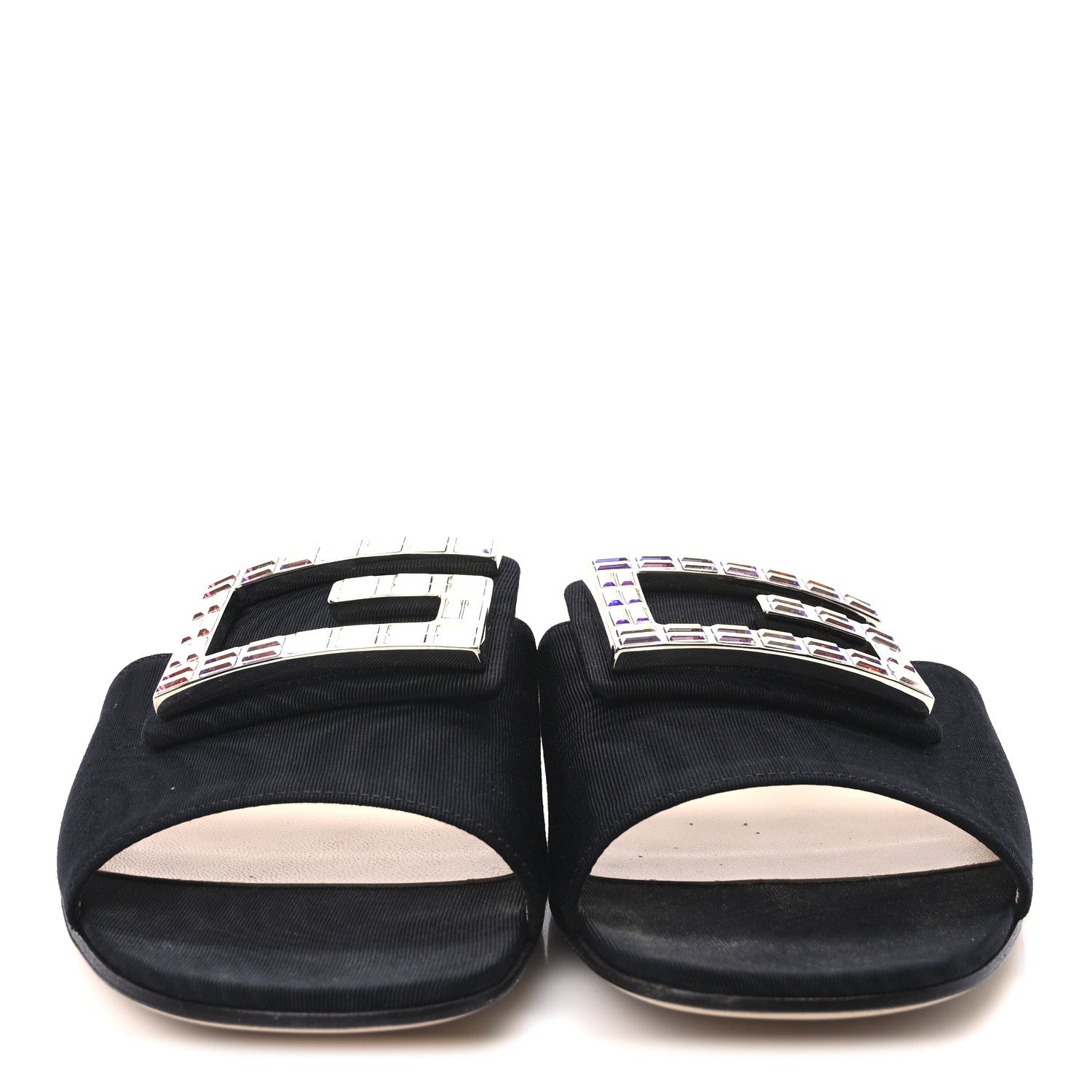 Gucci Malaga Kid Suede Crystal Square G Madelyn Slide Sandals 38 Black 3 of 9