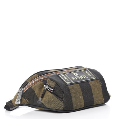 Fendi Jacquard Vitello Century Pequin Logo Plate Pocket Belt Bag Tobacco Moro Black 4 of 10