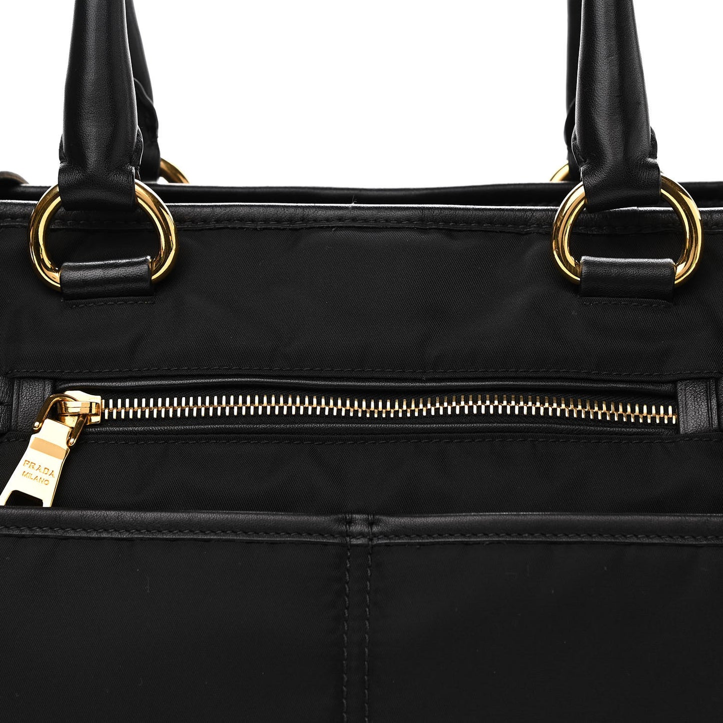 Tessuto Nylon Calfskin Tote Black