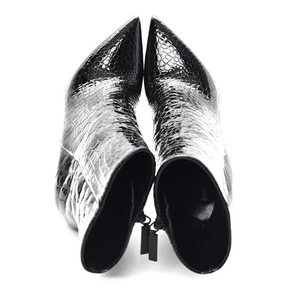 Saint Laurent Alligator Embossed Patent Calfskin Opyum 110 Ankle Boots 40 Black 2 of 10