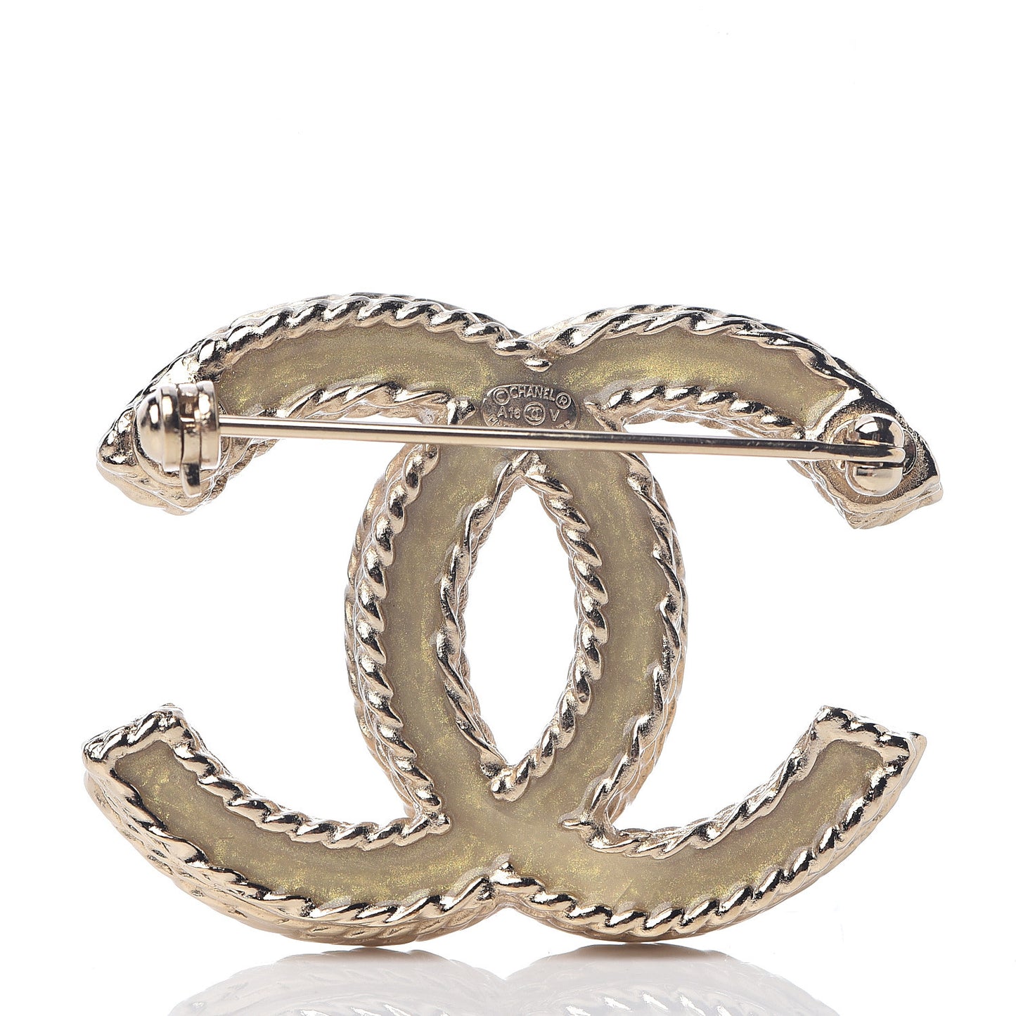 Crystal CC Brooch Pin Light Gold