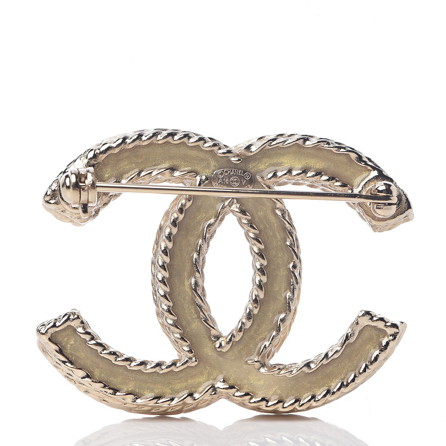 Chanel Crystal CC Brooch Pin Light Gold 2 of 4