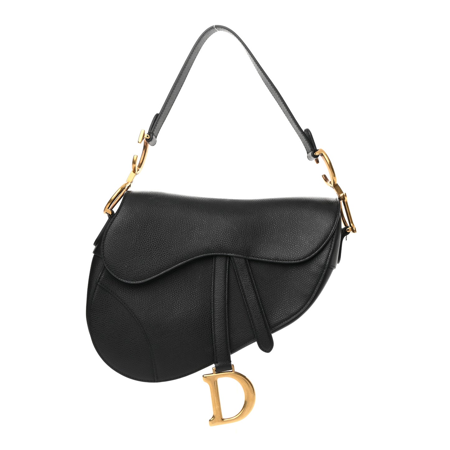 Grained Calfskin Saddle Bag Black