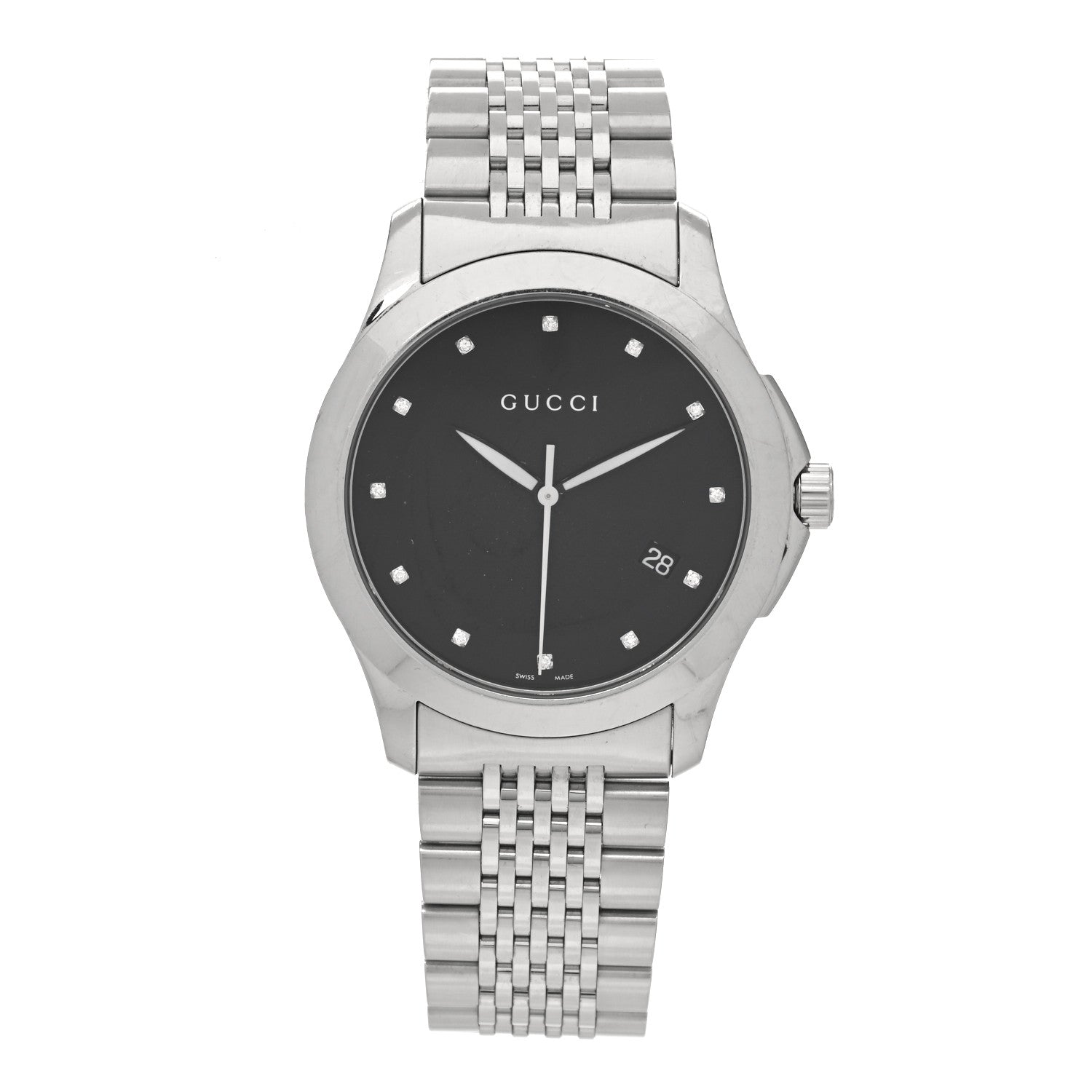 Gucci Stainless Steel Diamond 38mm G-Timeless Quartz Watch Black 1 of 4