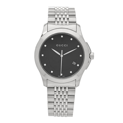Gucci Stainless Steel Diamond 38mm G-Timeless Quartz Watch Black 1 of 4