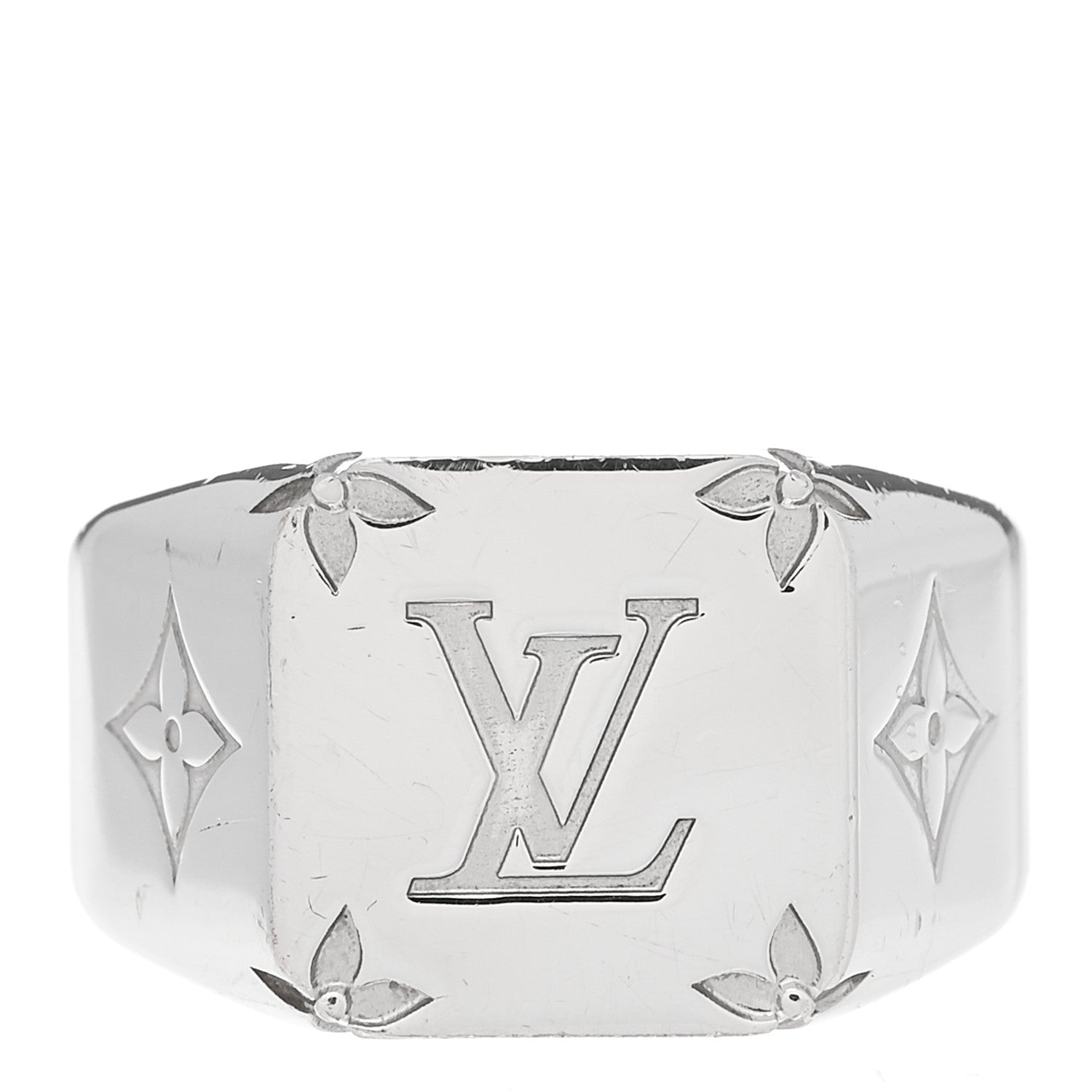 Louis Vuitton Monogram Signet Ring M Silver 1 of 6