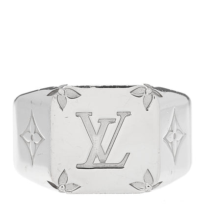 Louis Vuitton Monogram Signet Ring M Silver 1 of 6
