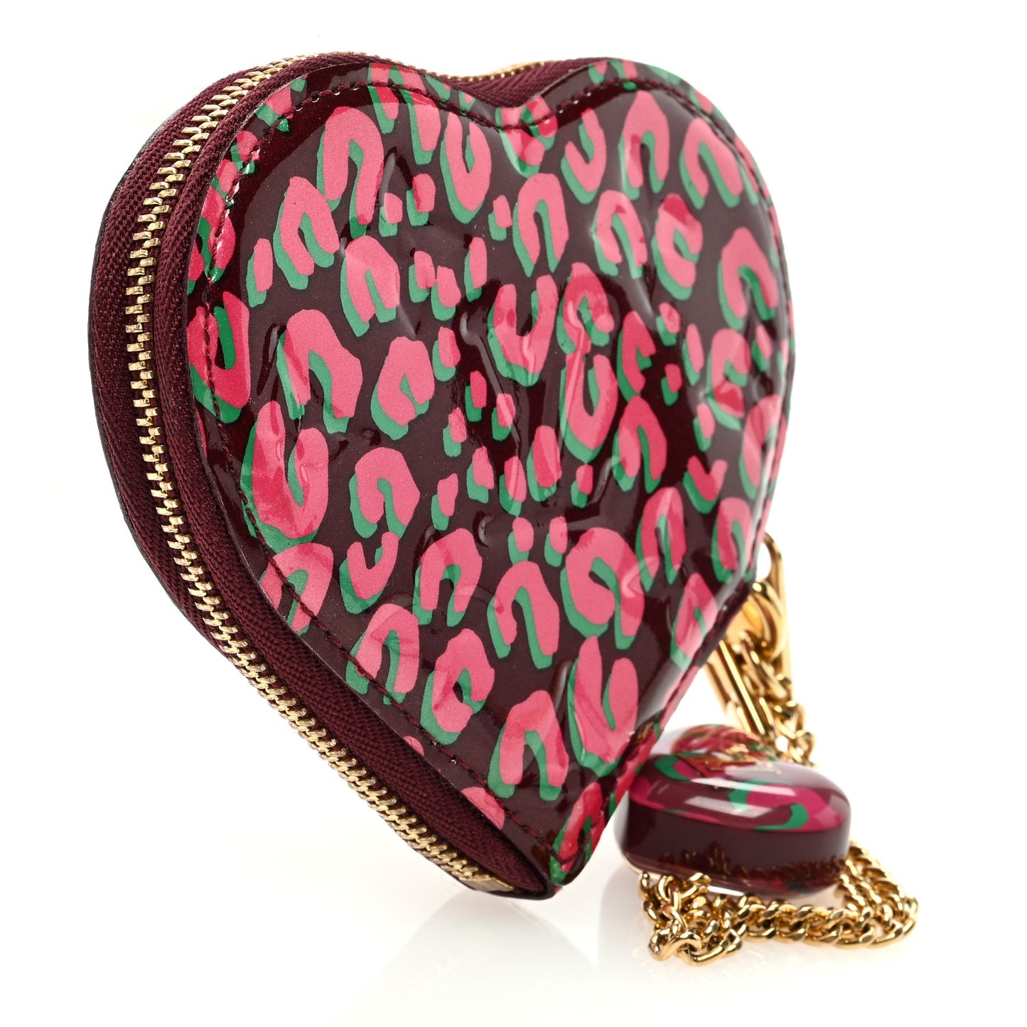 Vernis Leopard Coeur Heart Coin Purse Rouge Fauviste