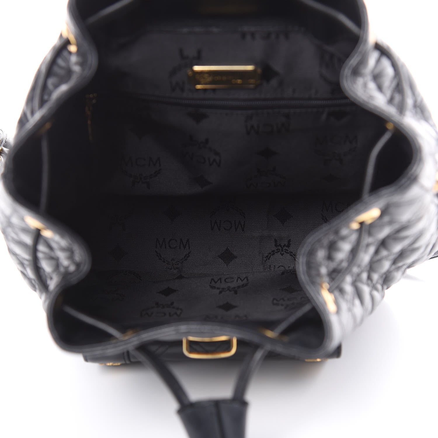 MCM Calfskin Quilted Studded Backpack Black 5 of 12