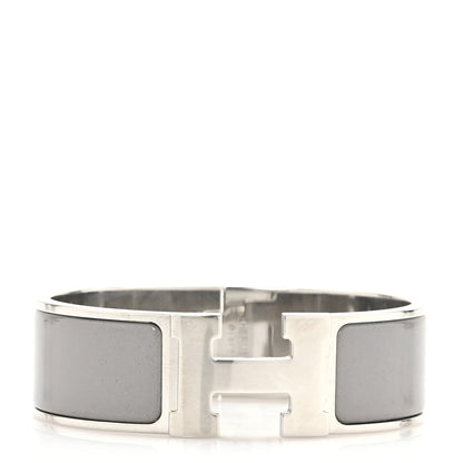 Hermes Enamel Wide Clic Clac H Bracelet GM Gris Macadam 1 of 5
