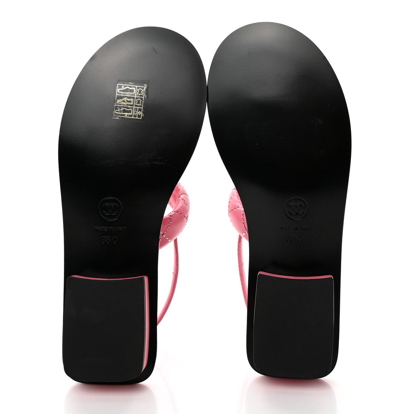 Lambskin Crystal Stitched CC Thong Sandals 35 Pink