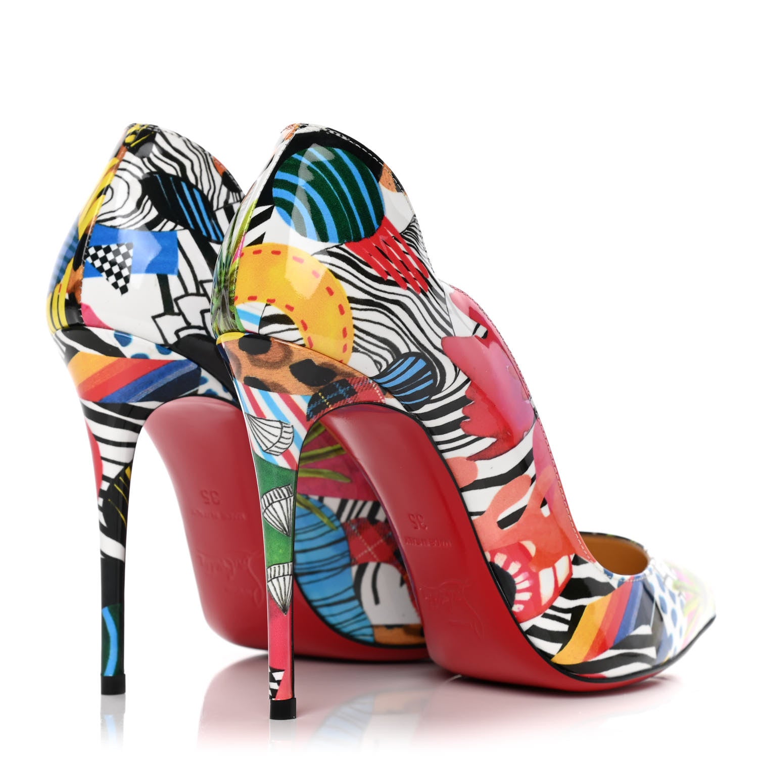 Christian Louboutin Patent Sapeur Hot Chick 100 Pumps 35 Multicolor 4 of 12