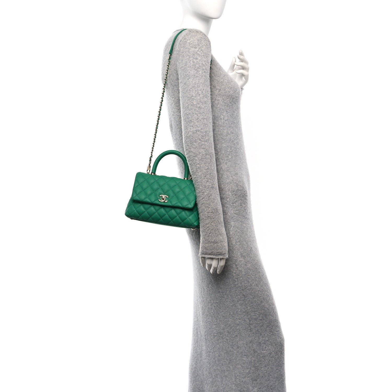 Chanel Caviar Quilted Mini Coco Handle Flap Green 3 of 10