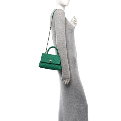 Chanel Caviar Quilted Mini Coco Handle Flap Green 3 of 10
