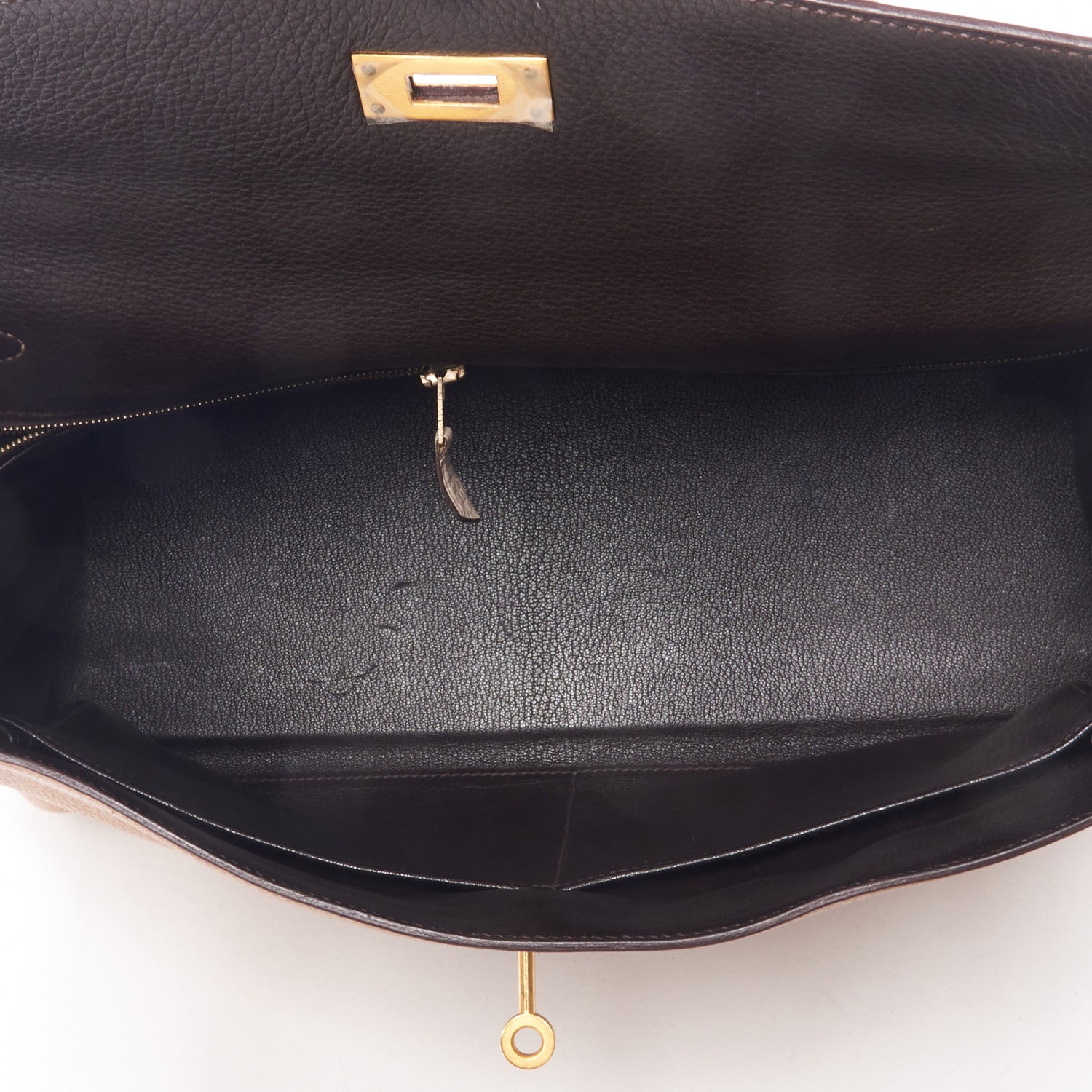 Hermes Taurillon Clemence Tri-Color Kelly Retourne 35 Tabac Camel Ebene Parchemin 7 of 35