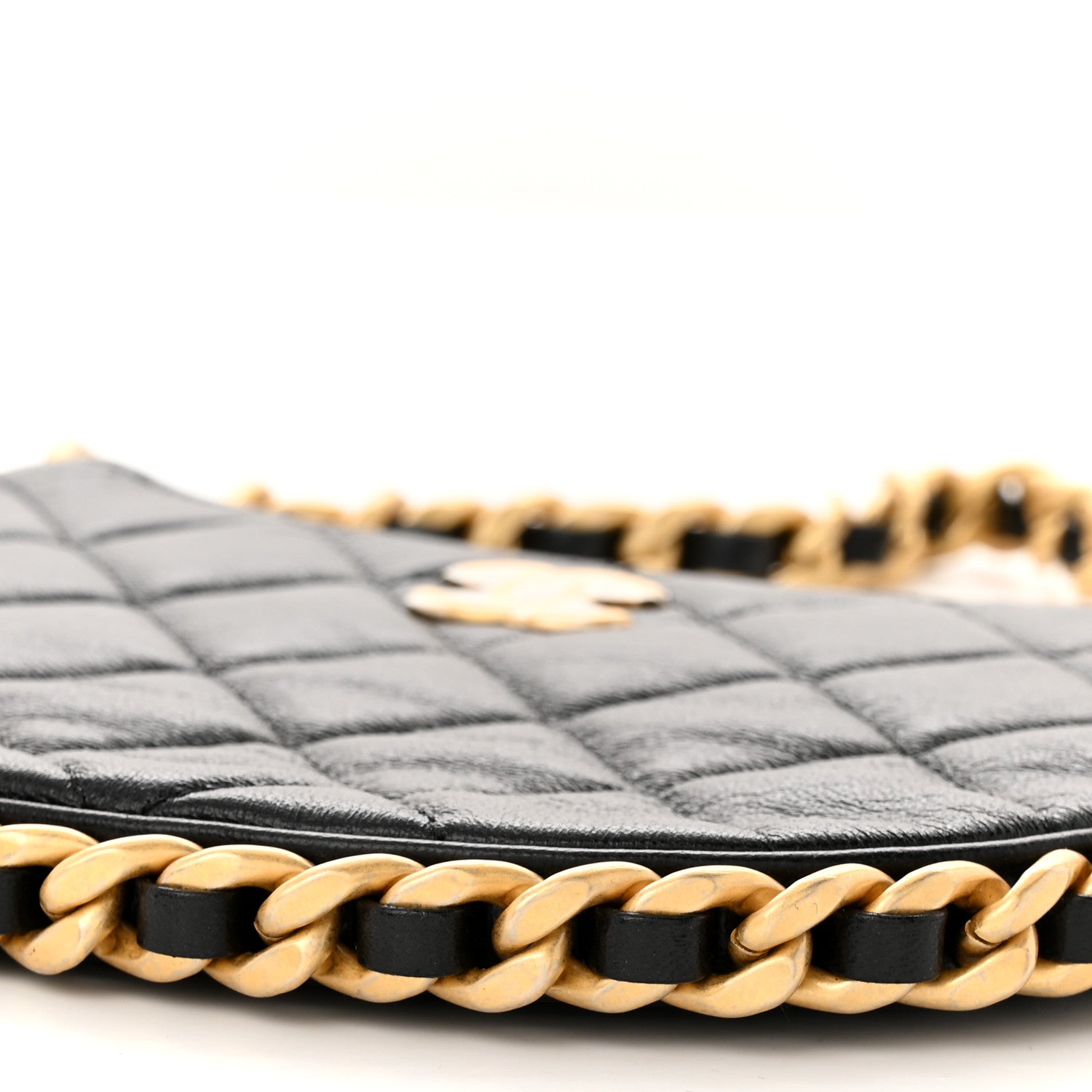 Chanel Shiny Crumbled Lambskin Quilted Round Small CC Hobo Black 10 of 11