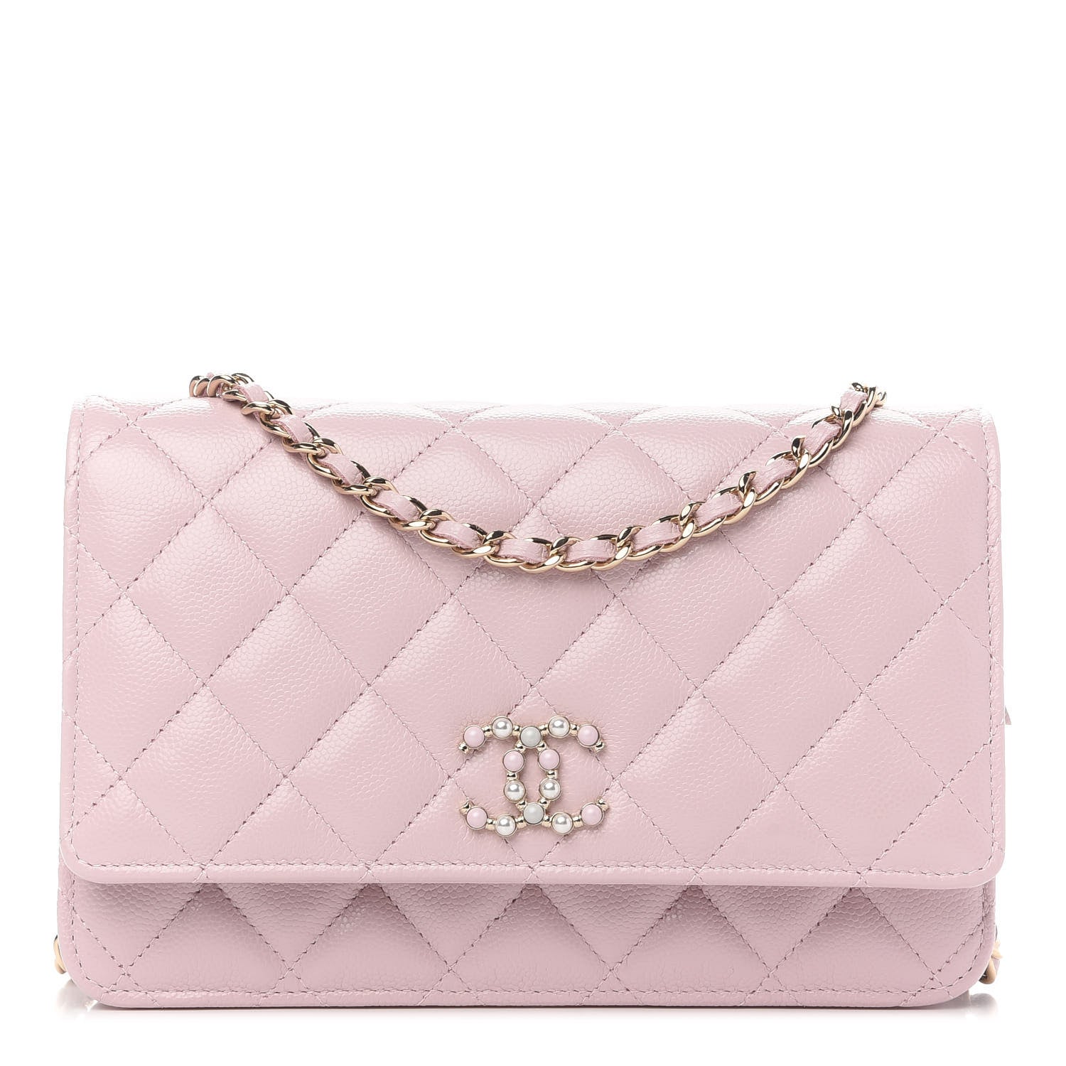 Chanel Caviar Quilted Coco Candy Wallet On Chain WOC Light Pink 1 of 12